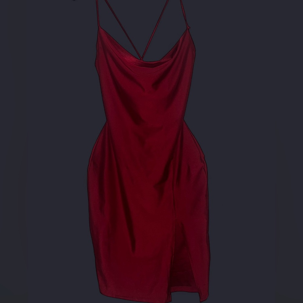 Windsor Deep Red Crisscross Body Con Dress
